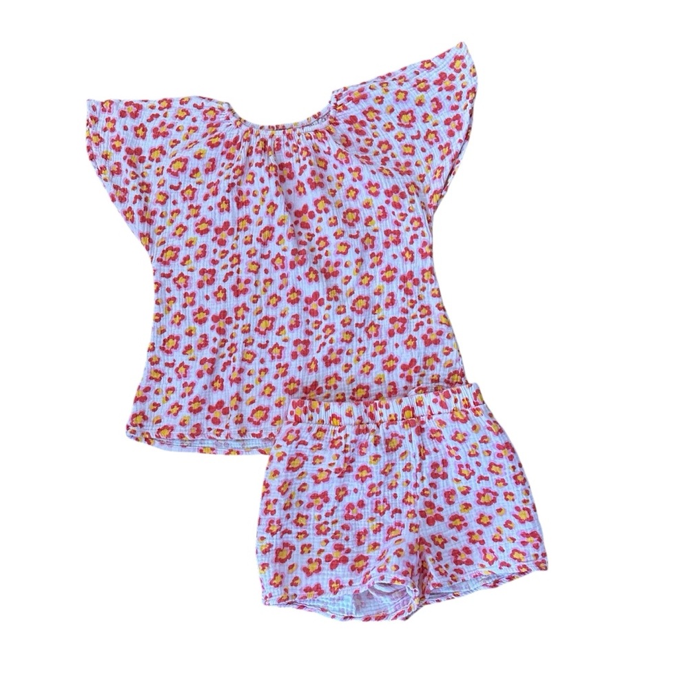 Du Pareil au‎ Meme Girls Shirt and Shorts Set, Pink/Yellow/White, Size 7-8